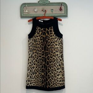 Moschino Black and Tan Leopard Print Mini Dress USA women’s size 8